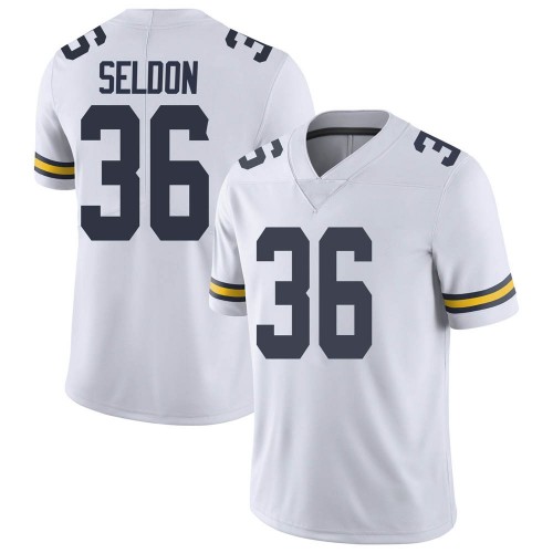 Andre Seldon Michigan Wolverines Men's NCAA #36 White Limited Brand Jordan College Stitched Football Jersey OZS8454GQ